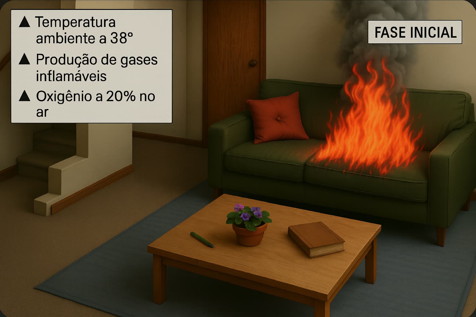 Incêndio na fase inicial